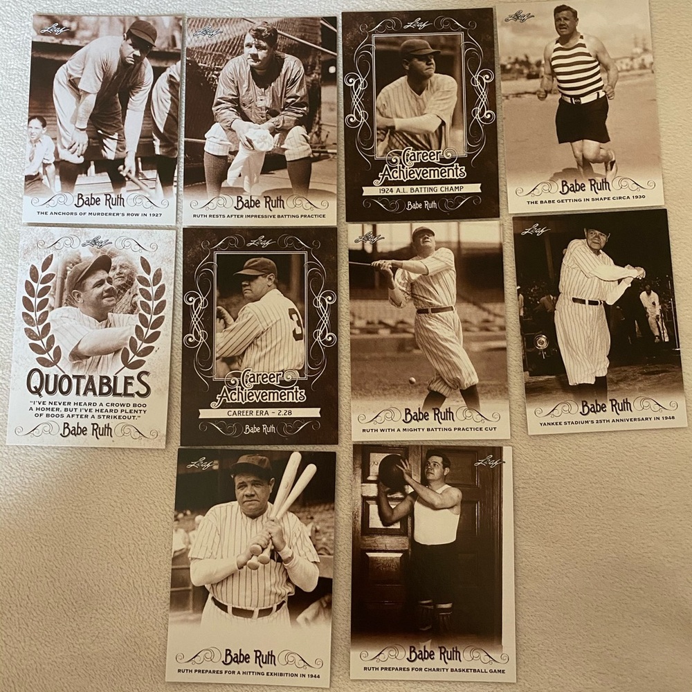 10 Leaf Babe ruth baseball cards